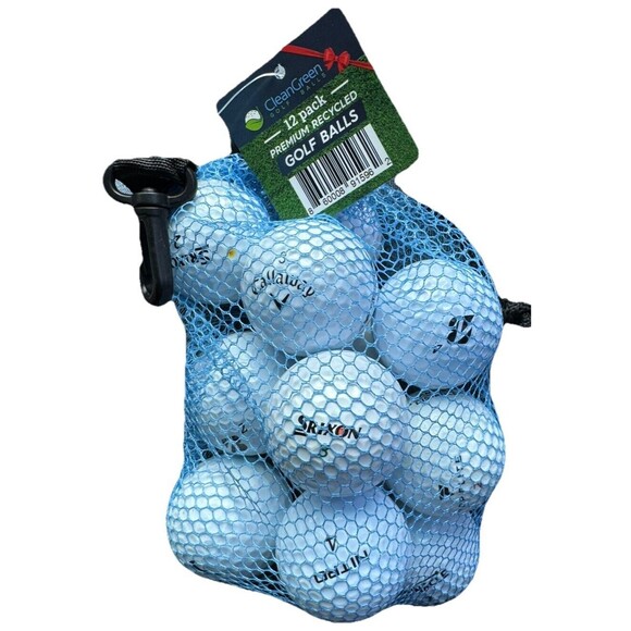 Clean Green Golf Balls Bag Of 12 Premium Recycled Tee - Picture 1 of 2